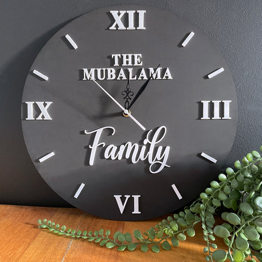 Personalised surname family clock
