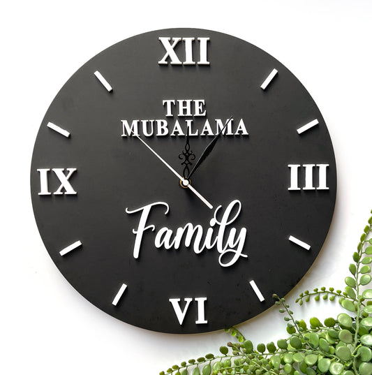 Personalised family surname clock