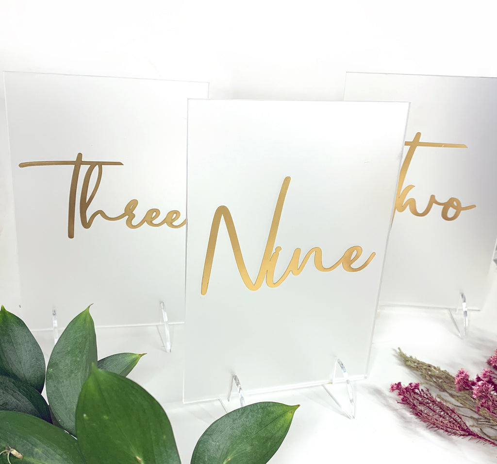 Frosted acrylic table numbers