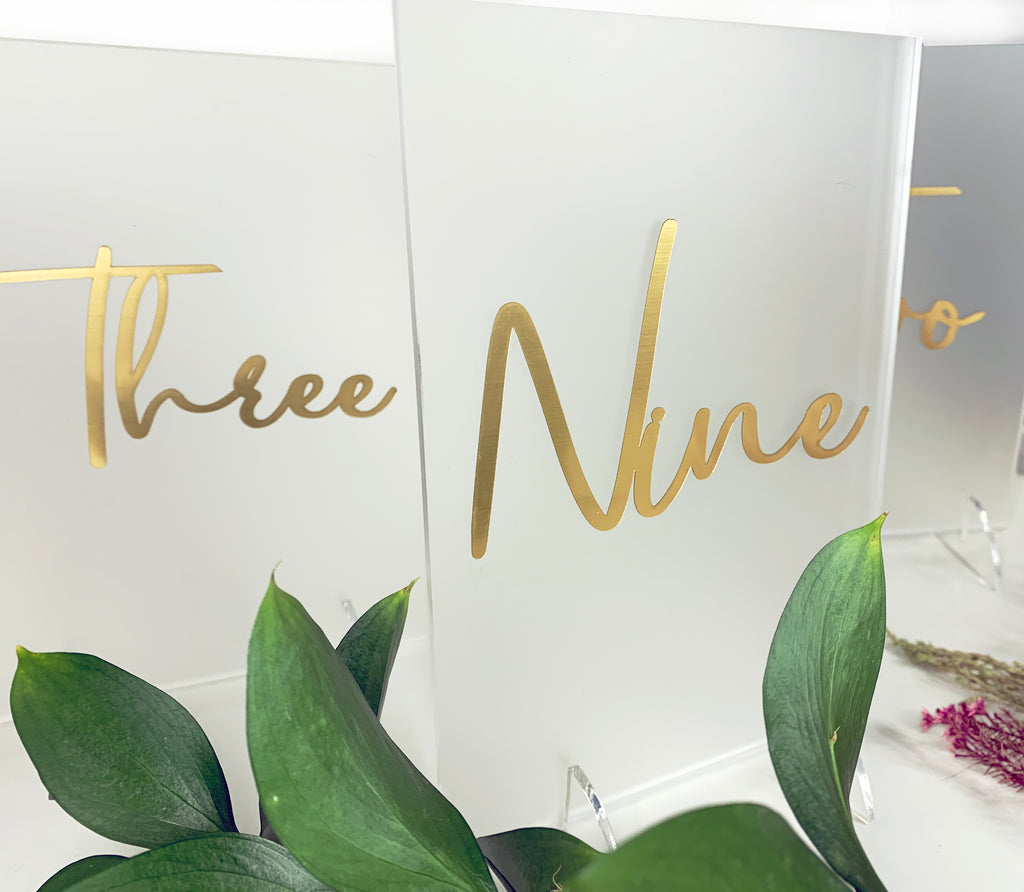 Frosted acrylic table numbers
