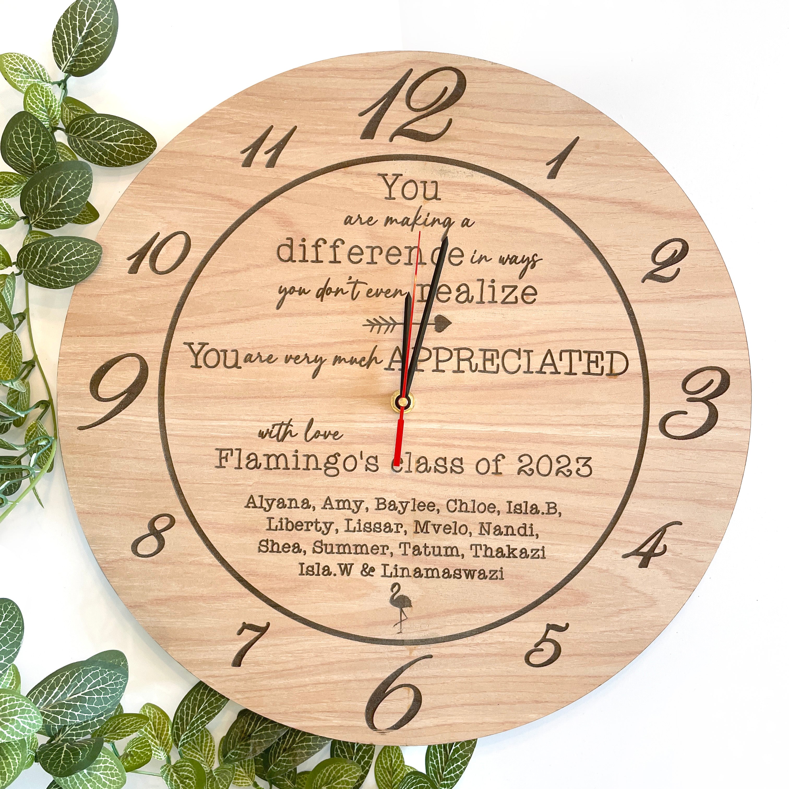 Teacher Appreciation Personalized Engraved Clock
