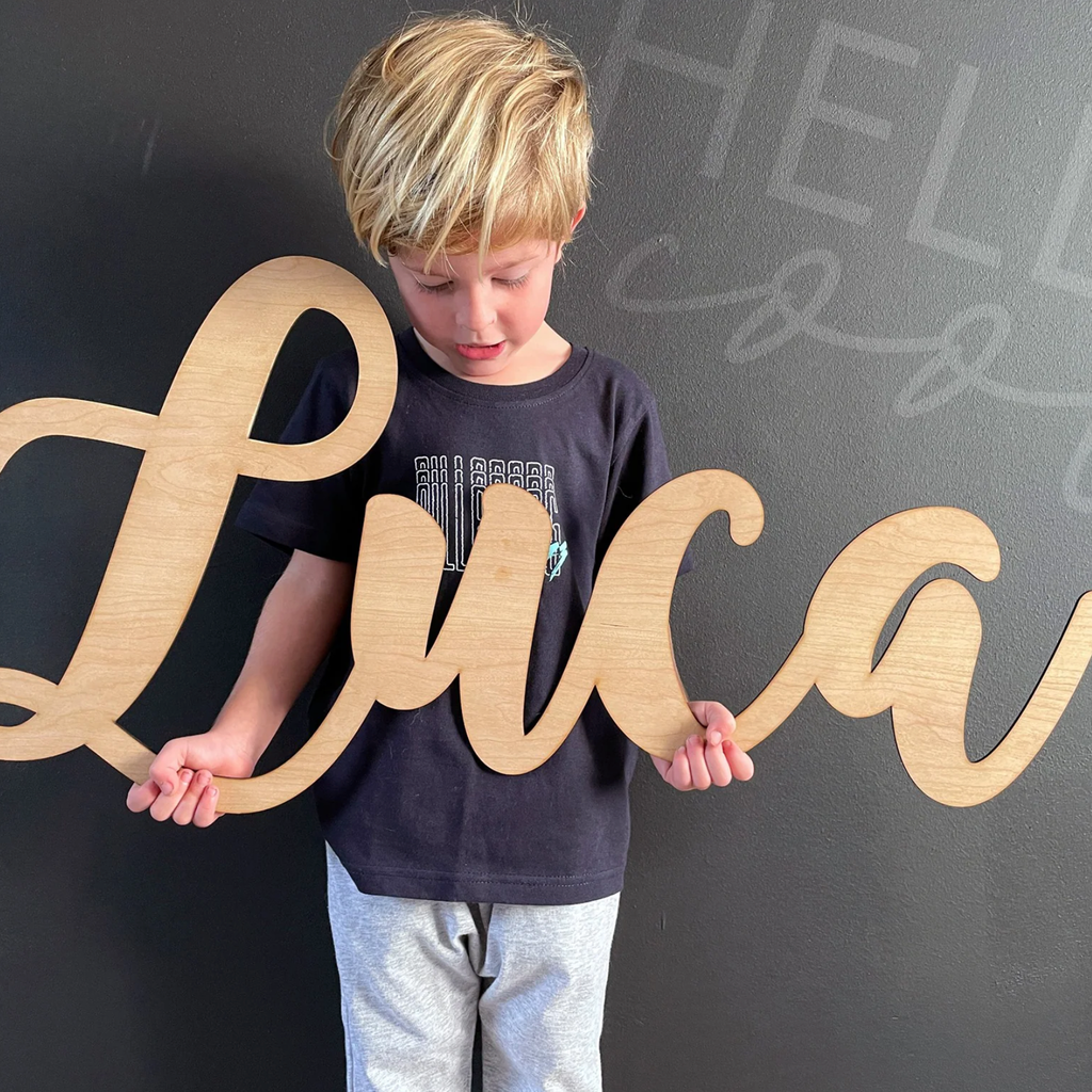 Personalized Wooden Name - Natural wood. 80cm long