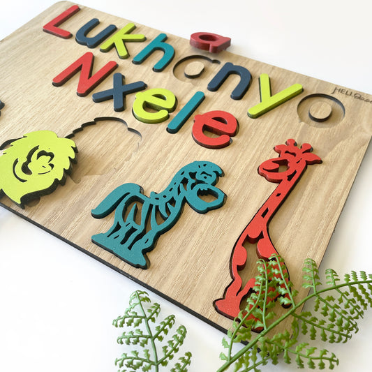 Zoo animals name, surname and theme personalised puzzle